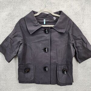 Context Women's Size 16 Black Short‎ Sleeve Big Buttons Collared Blazer Jacket